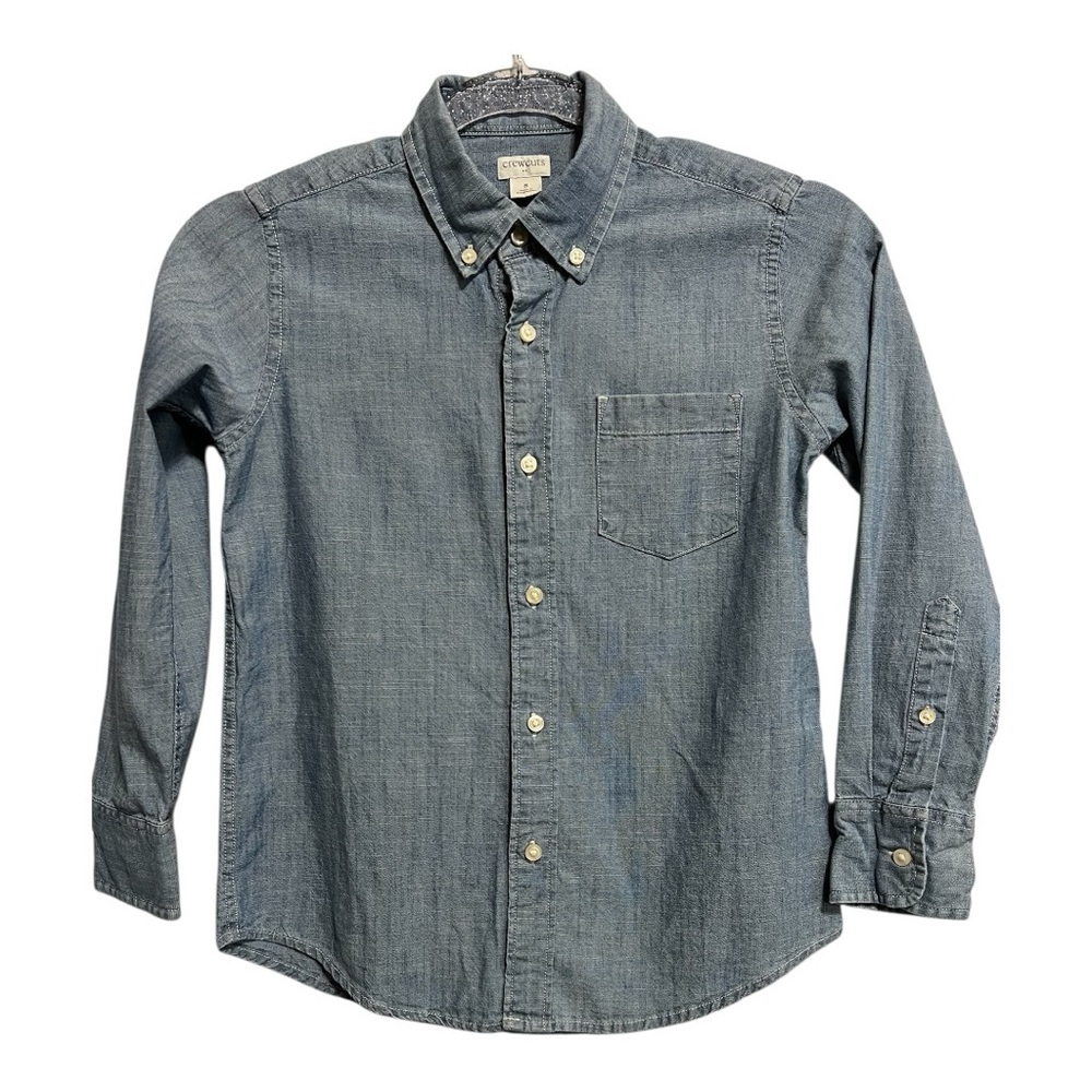 CREWCUTS ** Shirt  Blue Chambray Button Down Long Sleeve Shirt Cotton Size 8
